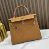 DDMode Factory Kelly Epsom Golden Brown Silver Hardware 25cm Full Handmade