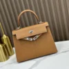 DDMode Factory Kelly Epsom Golden Brown Silver Hardware 25cm Full Handmade
