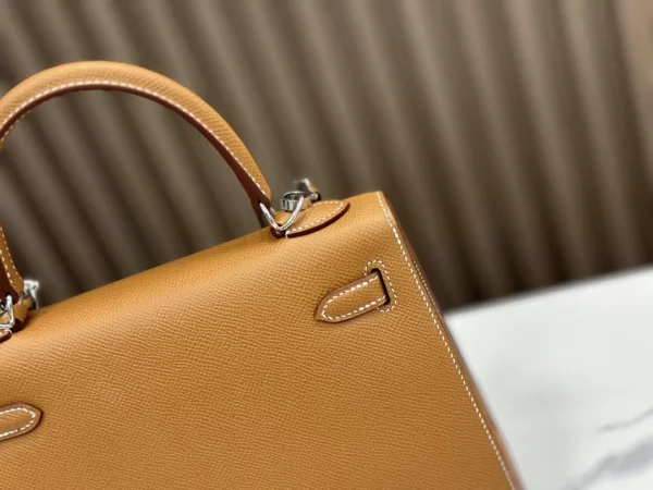 DDMode Factory Kelly Epsom Golden Brown Silver Hardware 25cm Full Handmade