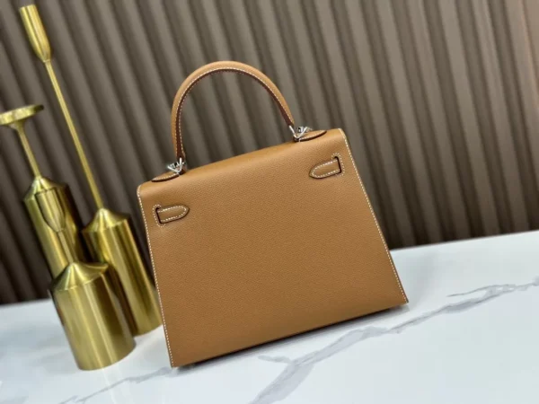 DDMode Factory Kelly Epsom Golden Brown Silver Hardware 25cm Full Handmade
