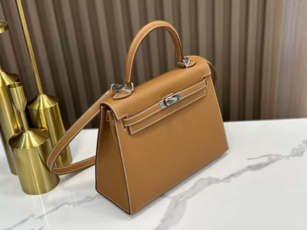 DDMode Factory Kelly Epsom Golden Brown Silver Hardware 25cm Full Handmade