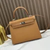 DDMode Factory Kelly Epsom Golden Brown Silver Hardware 25cm Full Handmade
