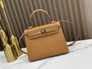 DDMode Factory Kelly Epsom Golden Brown Silver Hardware 25cm Full Handmade