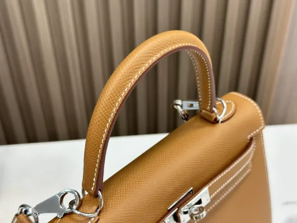 DDMode Factory Kelly Epsom Golden Brown Silver Hardware 25cm Full Handmade