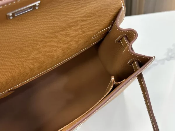 DDMode Factory Kelly Epsom Golden Brown Silver Hardware 25cm Full Handmade