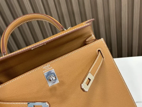 DDMode Factory Kelly Epsom Golden Brown Silver Hardware 25cm Full Handmade