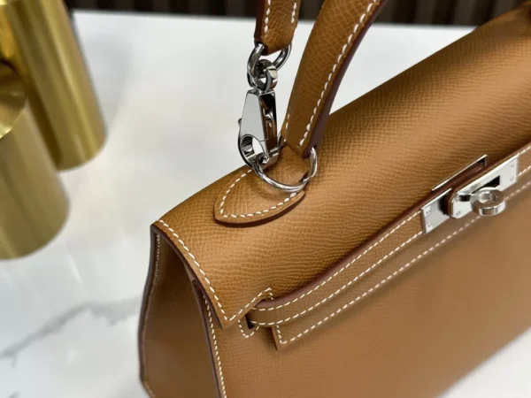 DDMode Factory Kelly Epsom Golden Brown Silver Hardware 25cm Full Handmade