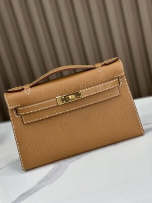 DDMode Factory Mini Kelly Pochette Epsom Golden Brown Gold Hardware 22cm Full Handmade