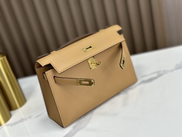 DDMode Factory Mini Kelly Pochette Swift Tea Khaki Gold Hardware 22cm Full Handmade