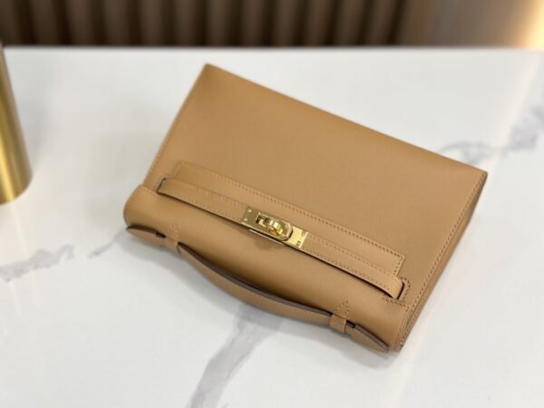 DDMode Factory Mini Kelly Pochette Swift Tea Khaki Gold Hardware 22cm Full Handmade
