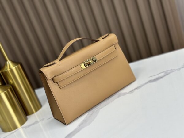 DDMode Factory Mini Kelly Pochette Swift Tea Khaki Gold Hardware 22cm Full Handmade