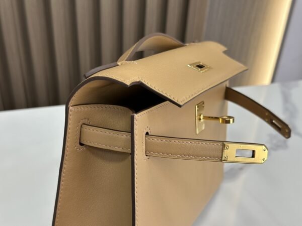 DDMode Factory Mini Kelly Pochette Swift Tea Khaki Gold Hardware 22cm Full Handmade