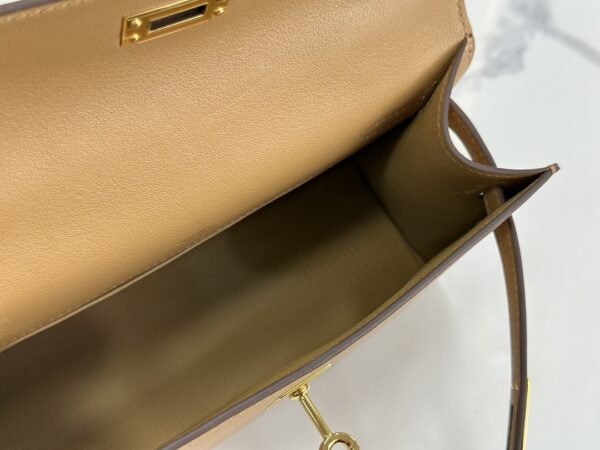 DDMode Factory Mini Kelly Pochette Swift Tea Khaki Gold Hardware 22cm Full Handmade