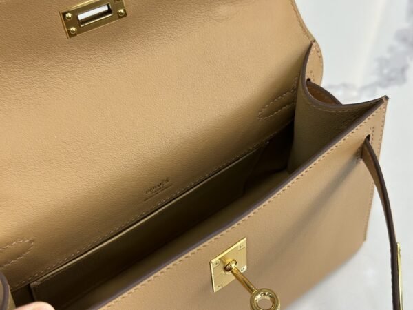 DDMode Factory Mini Kelly Pochette Swift Tea Khaki Gold Hardware 22cm Full Handmade