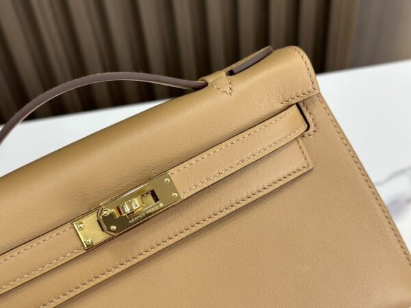 DDMode Factory Mini Kelly Pochette Swift Tea Khaki Gold Hardware 22cm Full Handmade