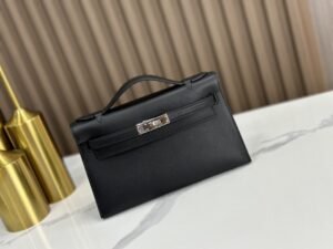 DDMode Factory Mini Kelly Pochette Swift Black Silver Hardware 22cm Full Handmade