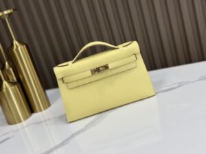 DDMode Factory Mini Kelly Pochette Swift Lemon yellow Gold Hardware 22cm Full Handmade