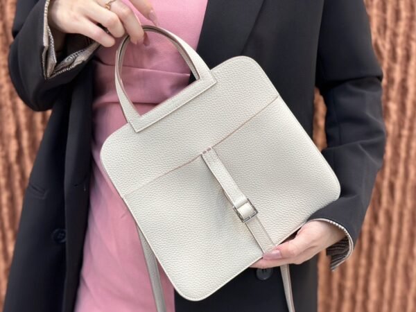 DDMode Factory Halzan Togo Creamy White Silver Hardware 25cm Full Handmade