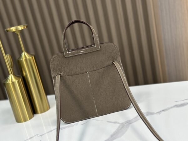 DDMode Factory Mini Halzan Togo Etoupe Grey Silver Hardware 22cm Full Handmade