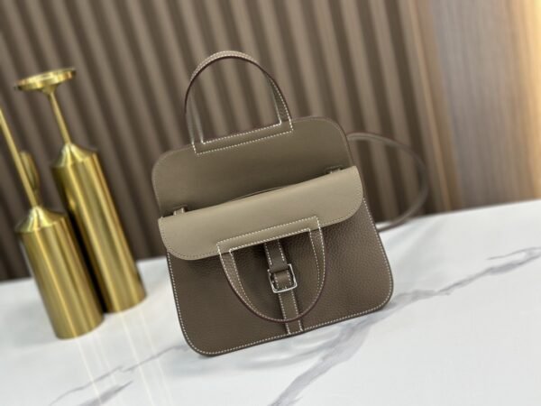 DDMode Factory Mini Halzan Togo Etoupe Grey Silver Hardware 22cm Full Handmade