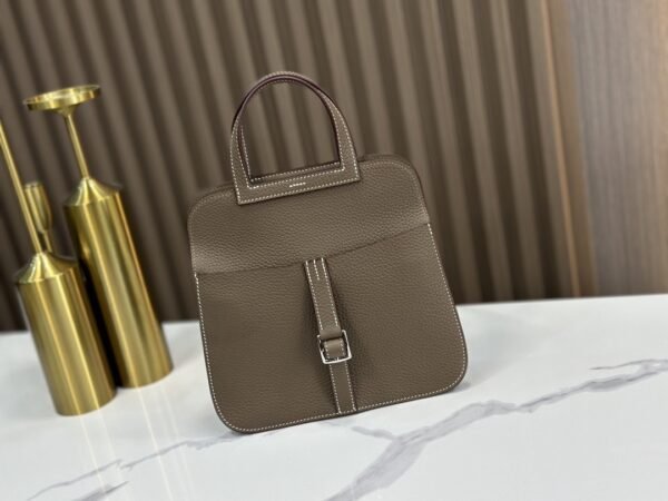 DDMode Factory Mini Halzan Togo Etoupe Grey Silver Hardware 22cm Full Handmade