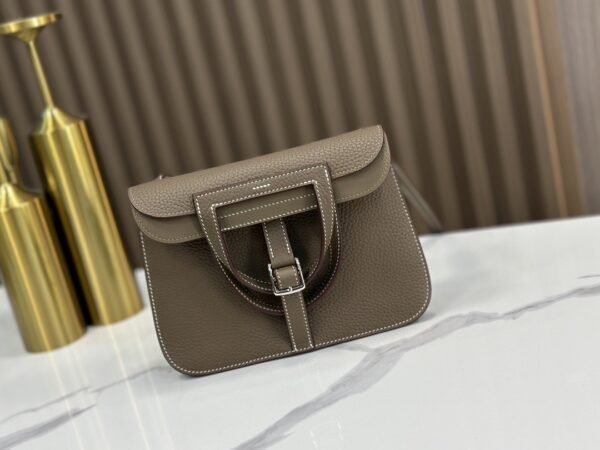 DDMode Factory Mini Halzan Togo Etoupe Grey Silver Hardware 22cm Full Handmade