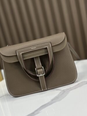 DDMode Factory Mini Halzan Togo Etoupe Grey Silver Hardware 22cm Full Handmade