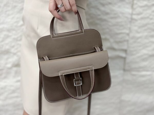 DDMode Factory Mini Halzan Togo Etoupe Grey Silver Hardware 22cm Full Handmade