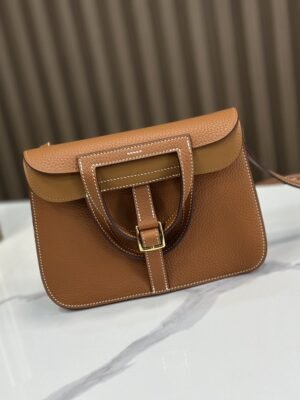 DDMode Factory Mini Halzan Togo Golden Brown Gold Hardware 22cm Full Handmade