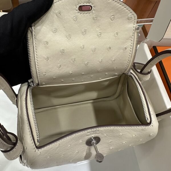 DDMode Factory Mini Lindy Ostrich Creamy White Silver Hardware 19cm Full Handmade