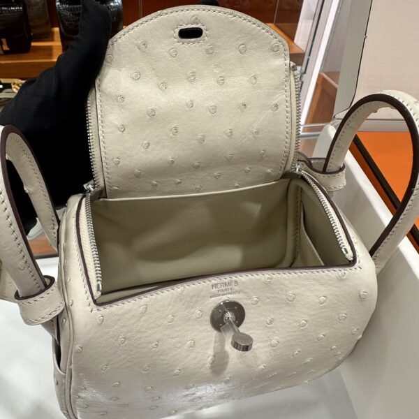 DDMode Factory Mini Lindy Ostrich Creamy White Silver Hardware 19cm Full Handmade
