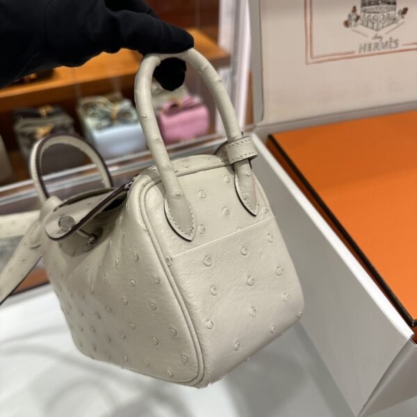 DDMode Factory Mini Lindy Ostrich Creamy White Silver Hardware 19cm Full Handmade