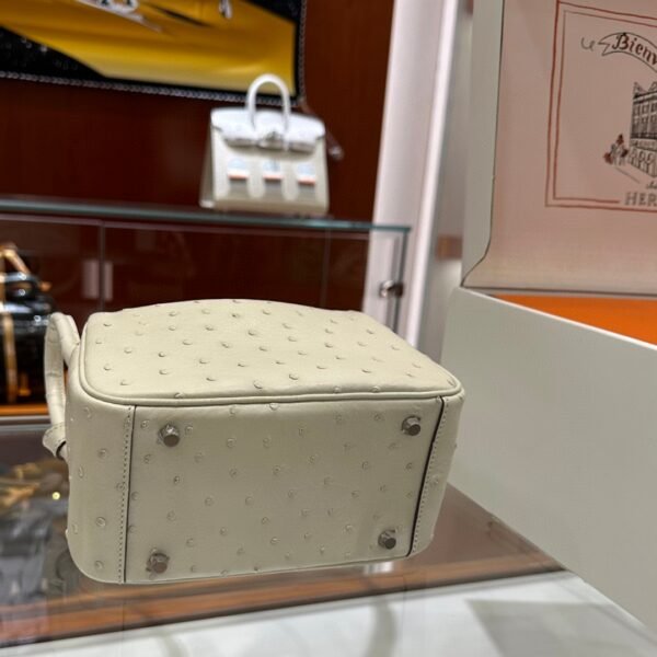 DDMode Factory Mini Lindy Ostrich Creamy White Silver Hardware 19cm Full Handmade