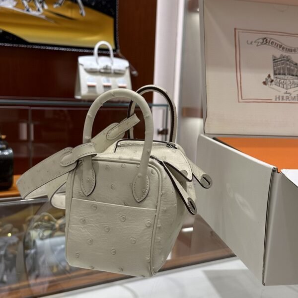 DDMode Factory Mini Lindy Ostrich Creamy White Silver Hardware 19cm Full Handmade