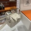 DDMode Factory Mini Lindy Ostrich Creamy White Silver Hardware 19cm Full Handmade
