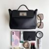 DDMode Factory Mini Kelly 2424 Evercolor Black Silver Hardware 21cm Full Handmade