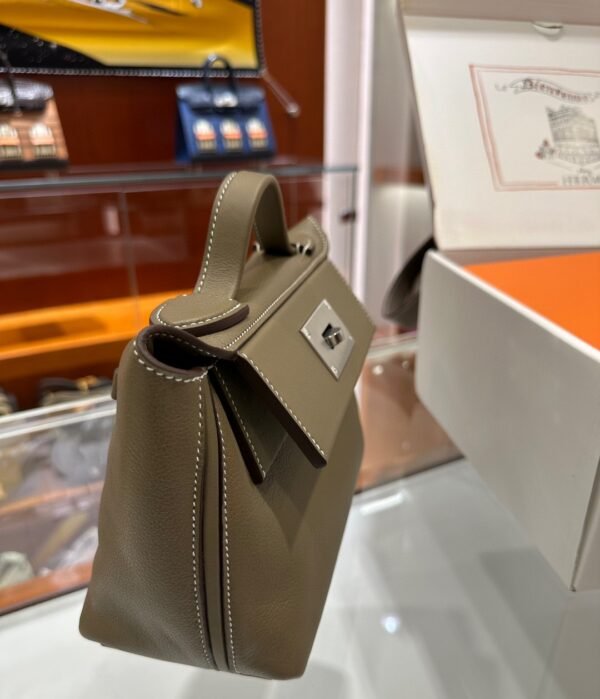 DDMode Factory Mini Kelly 2424 Evercolor Etoupe Grey Silver Hardware 21cm Full Handmade