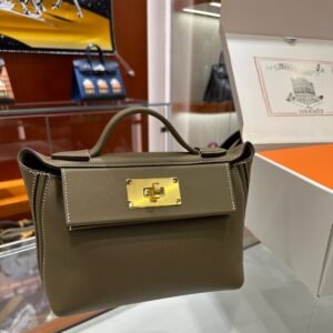 DDMode Factory Mini Kelly 2424 Evercolor Etoupe Grey Gold Hardware 21cm Full Handmade