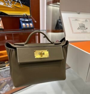 DDMode Factory Mini Kelly 2424 Evercolor Etoupe Grey Gold Hardware 21cm Full Handmade