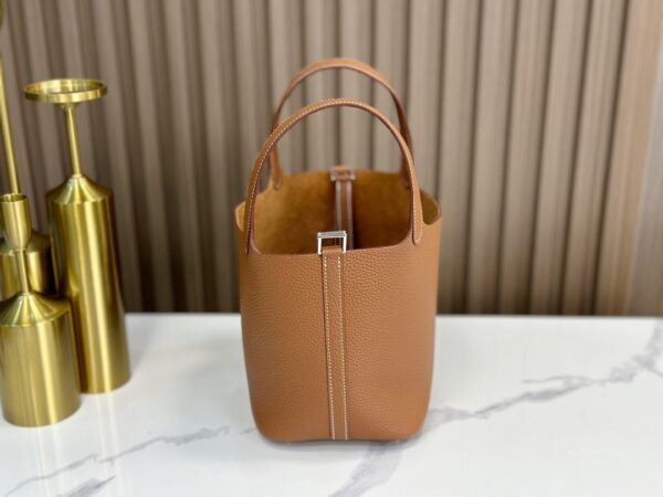 DDMode Factory Picotin Togo Golden Brown Silver Hardware 18cm Full Handmade