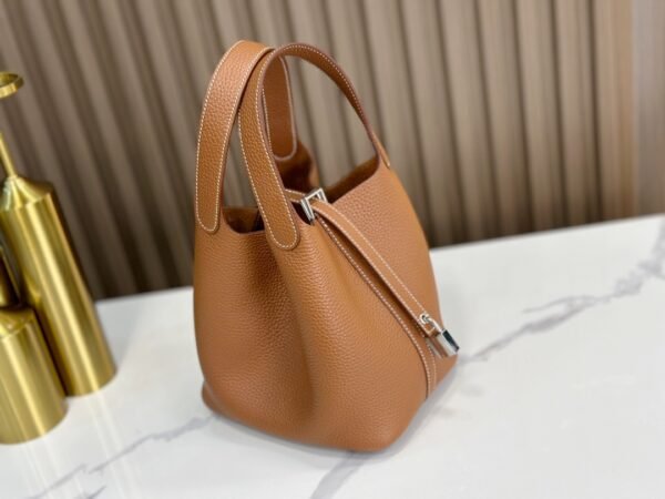 DDMode Factory Picotin Togo Golden Brown Silver Hardware 18cm Full Handmade