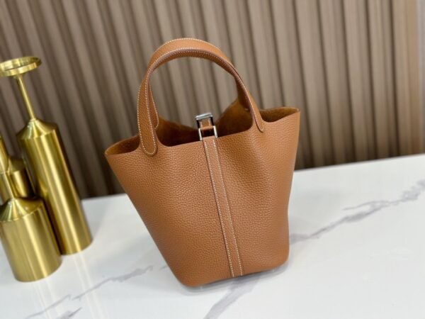 DDMode Factory Picotin Togo Golden Brown Silver Hardware 18cm Full Handmade