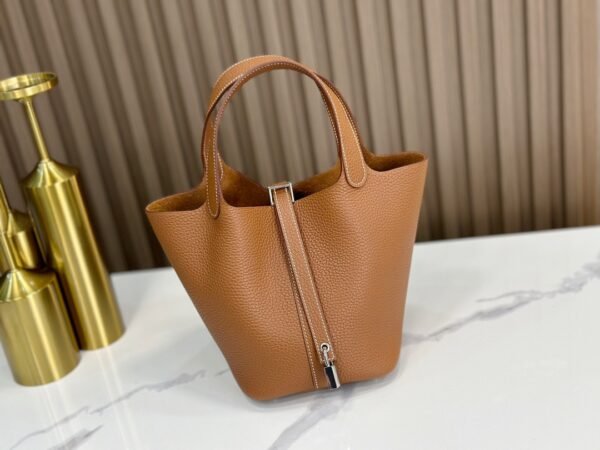 DDMode Factory Picotin Togo Golden Brown Silver Hardware 18cm Full Handmade