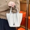 DDMode Factory Picotin Togo Creamy White Silver Hardware 18cm Full Handmade