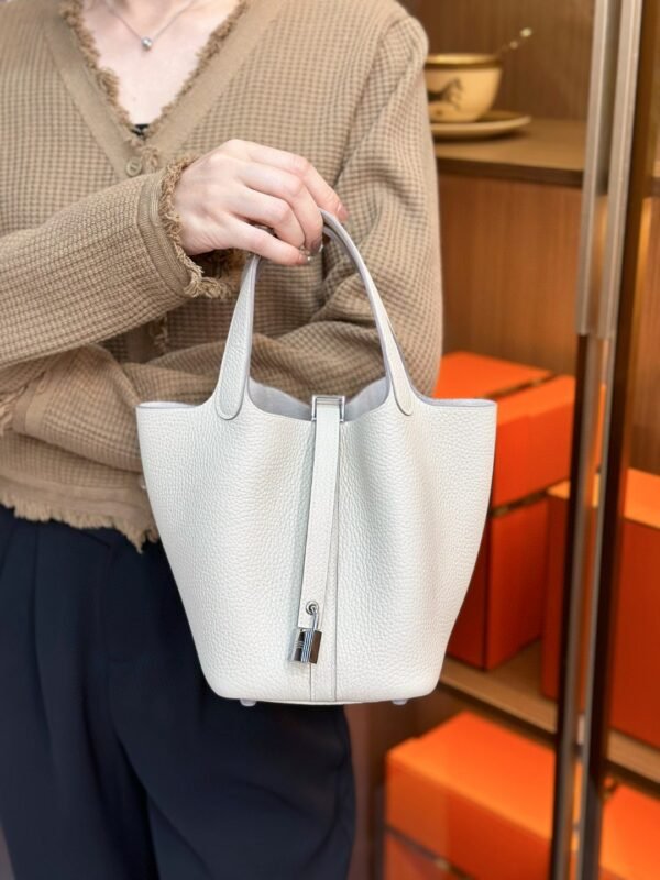 DDMode Factory Picotin Togo Creamy White Silver Hardware 18cm Full Handmade