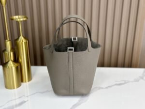 DDMode Factory Picotin Togo Deep grey Silver Hardware 18cm Full Handmade