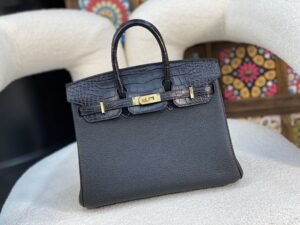 DDMode Birkin Touch Togo & Matte Alligator Black Gold Hardware 25cm Full Handmade Ghw