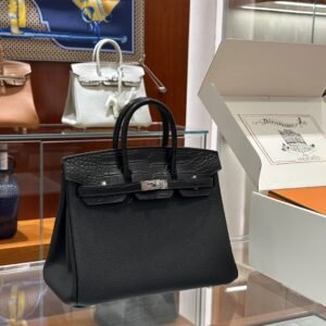 DDMode Birkin Touch Togo & Matte Alligator Black Silver Hardware 25cm Full Handmade Phw