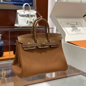 DDMode Birkin Touch Togo & Matte Alligator Brown Gold Hardware 25cm Full Handmade Ghw