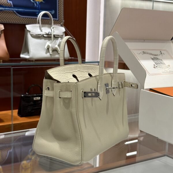DDMode Birkin Touch Togo & Matte Alligator Creamy White Silver Hardware 25cm Full Handmade Phw